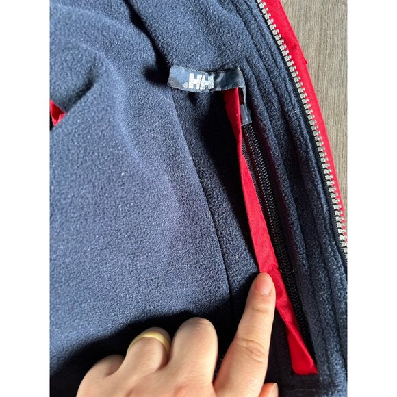 HELLY HANSEN red VEST Men's full zip jacket fleece lining LARGE Hiking Camping - Picture 5 of 8